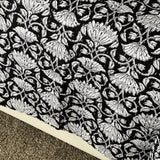 King Size Reversible Kantha Throw, Pure Cotton Bedding, Handmade bed cover, Elegant White Floral, Boho bedroom decor, Gift for home