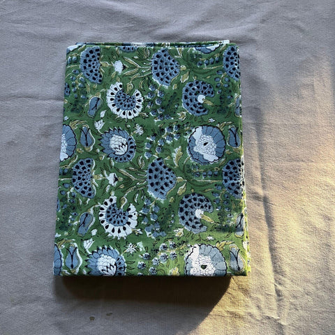 Sage Green Cotton Indian Hand Block Printed Tablecloth for Farmhouse Buffet Housewarming Picnic Boho Home Decor Floral, Sage Green