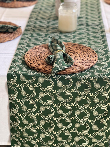 Moss green Wreath table runner, Christmas home decor, Green table runner for dining table, Holiday Home decor, Gift for home