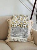 handmade throw, Yellow floral throw blanket couch, Hand block print sofa throw, Bohemian home decor,  New home gift for her