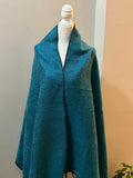 Extra Soft Yak Wool TURQUOISE Blanket Scarf, Teal Blue/  Black, Soft Oversized Shawl/ Made in Nepal, Yoga blanket for meditation