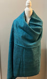Extra Soft Yak Wool TURQUOISE Blanket Scarf, Teal Blue/  Black, Soft Oversized Shawl/ Made in Nepal, Yoga blanket for meditation