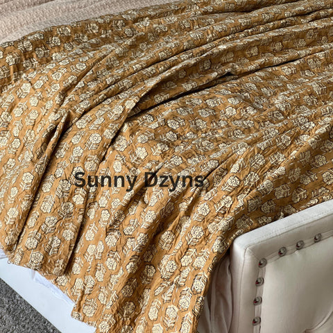 Cotton bedding, Handmade Indian Kantha quilt yellow kantha bedspread cotton quilt kantha throw Indian bed cover,