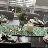 Sage Green Floral Indian BlockPrint Table Cloth for Dining Table, Christmas Table scape, Holiday Decor for Home