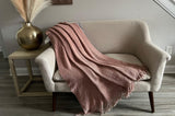Throw Blanket in Burnt Orange Rustic Autumn Seasonal Décor Cozy Knitted Cover with Fringe Tassels Boho Bedspread Sofa Blanket New Home Gift