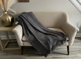 Throw Blanket in Burnt Orange Rustic Autumn Seasonal Décor Cozy Knitted Cover with Fringe Tassels Boho Bedspread Sofa Blanket New Home Gift