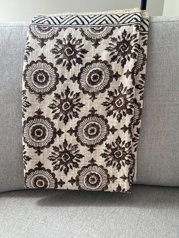 Housewarming Gift for her Floral Throw Blanket Couch Block Print Blanket Home Decor Sofa Throw  Boho Farmhouse Style Decor  Unique Gift