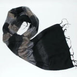 Black and Gray Himalayan Yak Wool Scarf, Blanket, Soft Oversized, Scarf, Shawl, Yoga Meditation throw, Handmade in Nepal, Cozy gift for her
