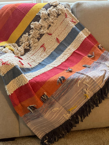 Premium Gift Boho blanket cotton throw blanket couch handmade throw Home Inspiration Sofa/bed throw,Hand Loomed Throw Unique Handmade gift