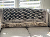 Black floral throw blanket couch handmade throw, Home Inspiration, Sofa/bed throw,Hand Loomed Throw, Unique Handmade gift