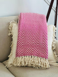 Orange Turkish blanket with tassels, Reversible Blanket, Boho blanket, Fall seasonal home decor Woven blanket  Gift for her