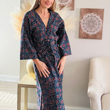 Boho Cotton Robe for Women, Beach Kimono for Women in Block Print, Kimono Swimsuit Cover Up for Women, Gift for Women