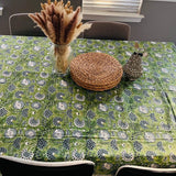Green Floral Print Tablecloth, Floral Cotton TableCover, six to 8 seats , Farmhouse Tablecloth, Gift For Housewarming,