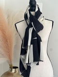 Black and white abstract pattern wool Scarf,  Warm and Cozy Scarf,  Oversized Scarf for Women,  Abstract Woven Print Handmade Gift for her