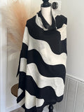 Black and white abstract pattern wool Scarf,  Warm and Cozy Scarf,  Oversized Scarf for Women,  Abstract Woven Print Handmade Gift for her