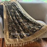 Beautiful hand block print handmade throw blanket for room decor, Boho cotton woven blanket for bedroom decor,  Unique housewarming gift