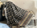 Block print throw cotton throw floral throw designer throw blanket spring throw handmade throw Unique handmade gift for her Mothers day gift