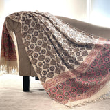 Handmade Throw, Pink throw blanket, Neutral Home Decor, Hand block printed throw blanket Queen Size Bed Throw Housewarming gift for friend