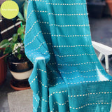 100% Cotton Teal Throw Blanket , Teal BlueThrow , Turquoise Blue Blanket , Turquoise Throw for Sofa , Teal BlueThrow for House Warming Gift