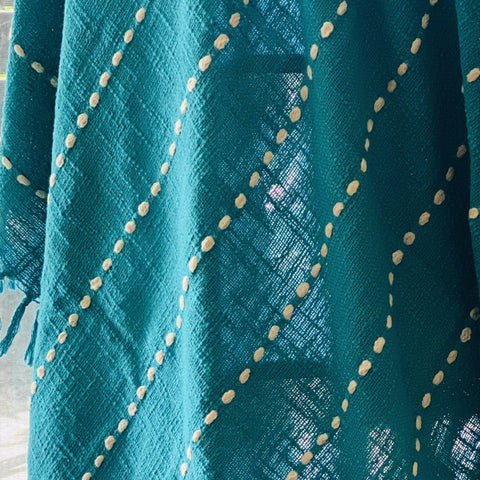 100% Cotton Teal Throw Blanket , Teal BlueThrow , Turquoise Blue Blanket , Turquoise Throw for Sofa , Teal BlueThrow for House Warming Gift
