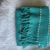 100% Cotton Teal Throw Blanket , Teal BlueThrow , Turquoise Blue Blanket , Turquoise Throw for Sofa , Teal BlueThrow for House Warming Gift