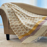 Floral blanket, Yellow Throw blanket couch, Home decor, Boho blanket for bed, Cotton woven throw blanket, Handmade Christmas gift