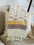 Floral blanket, Yellow Throw blanket couch, Home decor, Boho blanket for bed, Cotton woven throw blanket, Handmade Christmas gift