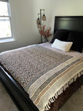 Boho Throw Blanket for Couch/Home, Bohemian Blanket for Living Room, Cotton Woven Throw for Bedroom, New Home Gift