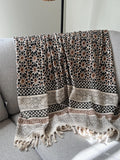 Boho Throw Blanket for Couch/Home, Bohemian Blanket for Living Room, Cotton Woven Throw for Bedroom, New Home Gift