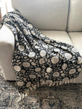 Cotton boho floral throw blanket couch Cotton blanket with tassels hand block aesthetic decor for home handmade unique gift for housewarming