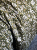 Cotton bedding kantha quilt hand block print handmade throw blanket, green floral coverlet Home decor gift