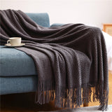 Cozy Throw Blanket With Tassels, Knitted Blanket For Couch, Nordic Decor, Gift For Women, Men