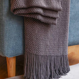 Cozy Throw Blanket With Tassels, Knitted Blanket For Couch, Nordic Decor, Gift For Women, Men