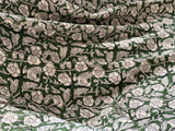 Black floral throw blanket Neutral Home Decor, Hand block printed throw blanket Queen/ King Size Bed Throw Housewarming gift for friend