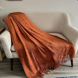 Super Soft Blanket, Cozy Throw, Orange Throw Blanket With Tassels, Extra Soft Rust Knitted Throw Blanket For Couch