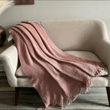 Super Soft Blanket, Cozy Throw, Orange Throw Blanket With Tassels, Extra Soft Rust Knitted Throw Blanket For Couch