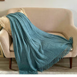 Super Soft Blanket, Cozy Throw, Orange Throw Blanket With Tassels, Extra Soft Rust Knitted Throw Blanket For Couch