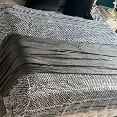 Handmade Black & White Kantha Quilt Indian CottonThrow Blanket Boho Bedding Geometric Stitch Quilt Reversible Bedspread Soft Kantha Coverlet