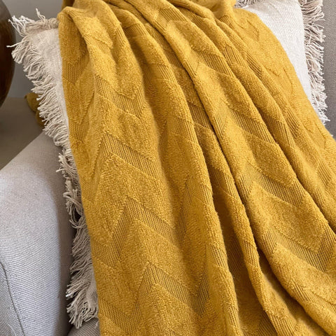 Cozy knitted thow doe spring decor, Yellow mustars sofa throw, Knitted Blanket, 50x60, Cozy throw for couch, Cozy gift for her