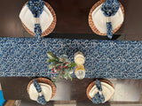 Blue and White Flower Pattern, Hand Block Print Tablecloth Table Cover Set for Wedding, Outdoor Events Home Farmhouse party, Gift