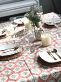 Rust block print tablecloth in cotton Rectangular tablecloth for farmhouse decor, Wedding party, Housewarming b day gift for Sister/bestie