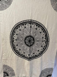 Boho Mandala Blanket, Boho Tapestry, Black and White Mandala Print,  Boho Blanket for Bed,  Woven Wall Decor