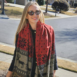 Extra Soft Yak Wool Scarf, Himalayan Handmade Reindeer Scarf, Cozy Winter Shawl, Christmas gift