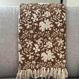 floral throw blanket with tassels Home Decor  Hand block printed handmade throw, Queen/King Size Bed Throw Housewarming gift