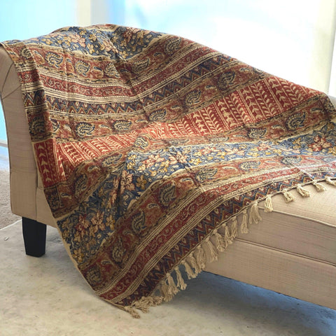 Mud Cloth Blanket, Hand Block Printed Cotton Throw, Minimalist Home Decor, Sofa Spread, Handmade Woven Throw Blanket