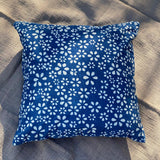 Block Print Throw Pillow Case in 20"x 20" Mix and Match Floral Blue and White Block Print Throw Pillow Cover for Guest Room, Home Decor