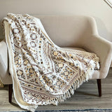 Beautiful Luxury Boho Blanket Handmade woven block print throw blanket with tassels home inspirations sofa throw room decor gift for friend