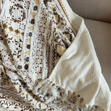 Beautiful Luxury Boho Blanket Handmade woven block print throw blanket with tassels home inspirations sofa throw room decor gift for friend