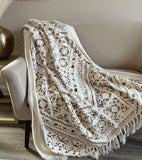Beautiful Luxury Boho Blanket Handmade woven block print throw blanket with tassels home inspirations sofa throw room decor gift for friend