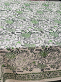 Sage green India block print Tablecloth for Christmas, Rectangular tablecloth, Handmade Table linen, Holiday Table Decor, 60x120"